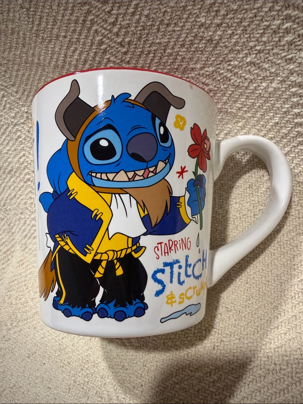 Disney Starring Stitch & Scrump Beauty & the Beast Be Our Guest Collectible Mug